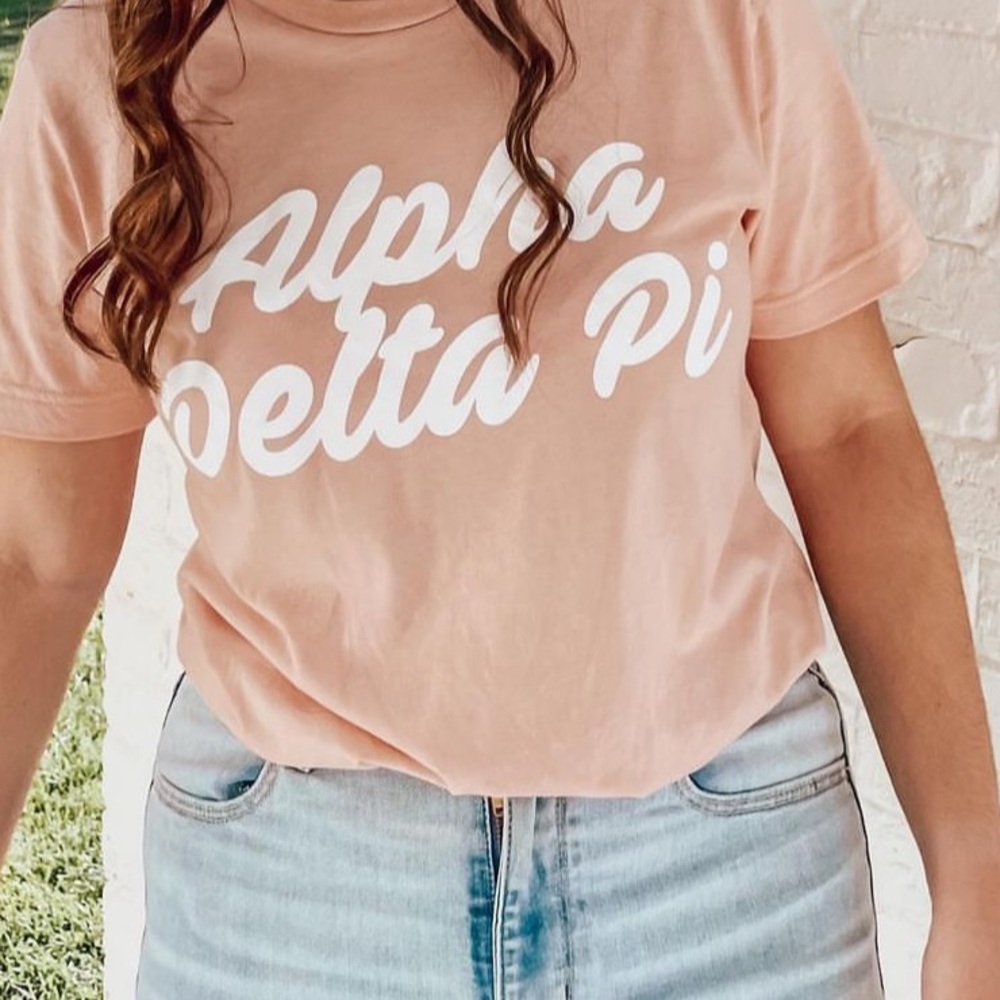 Nude/ Pink Alpha Delta Pi T- Shirt